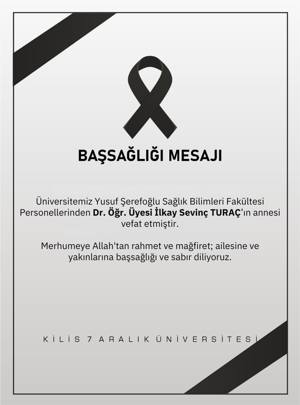 Başsağlığı Mesajı