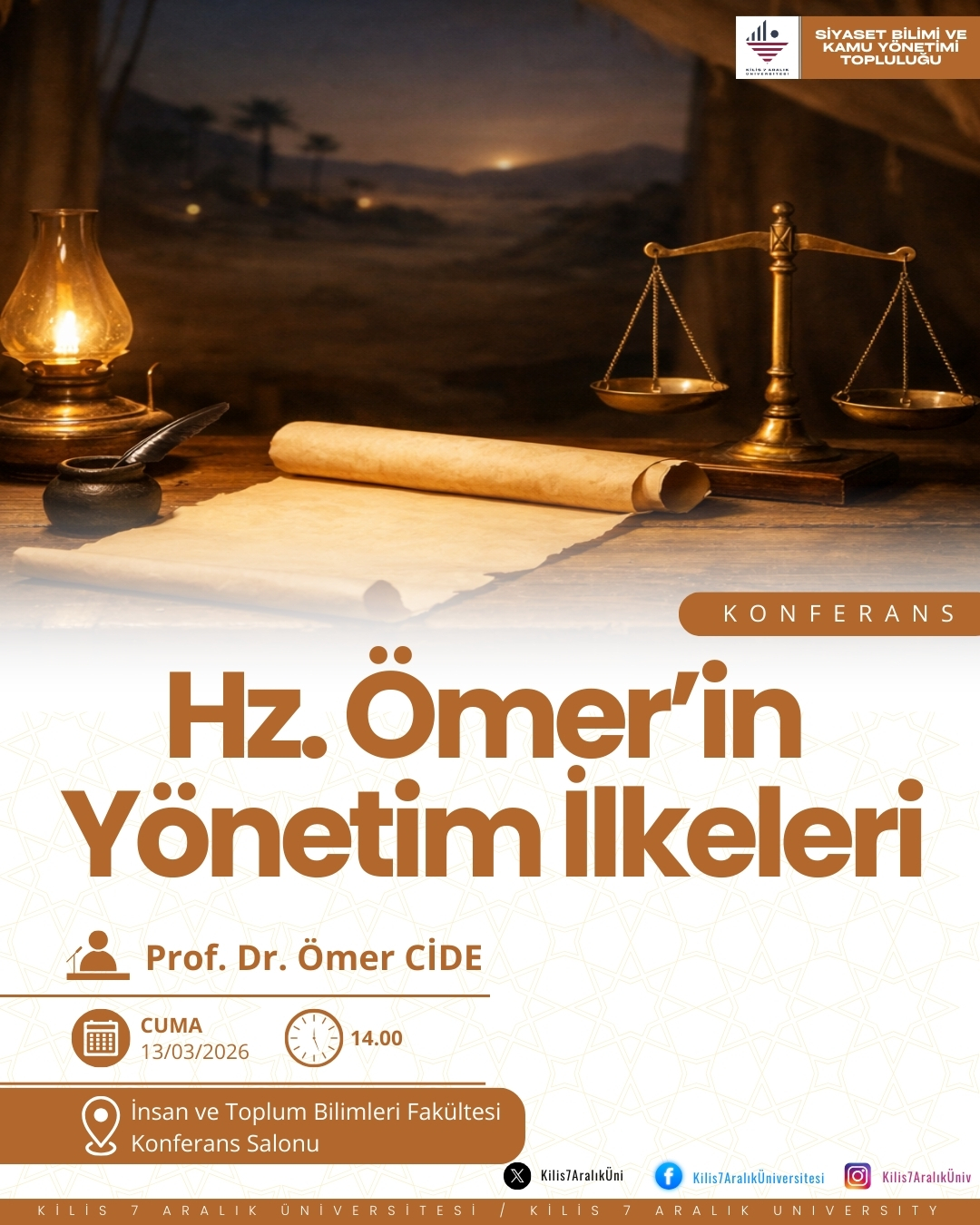Konferans: "Hz. Ömer'in Yönetim İlkeleri"