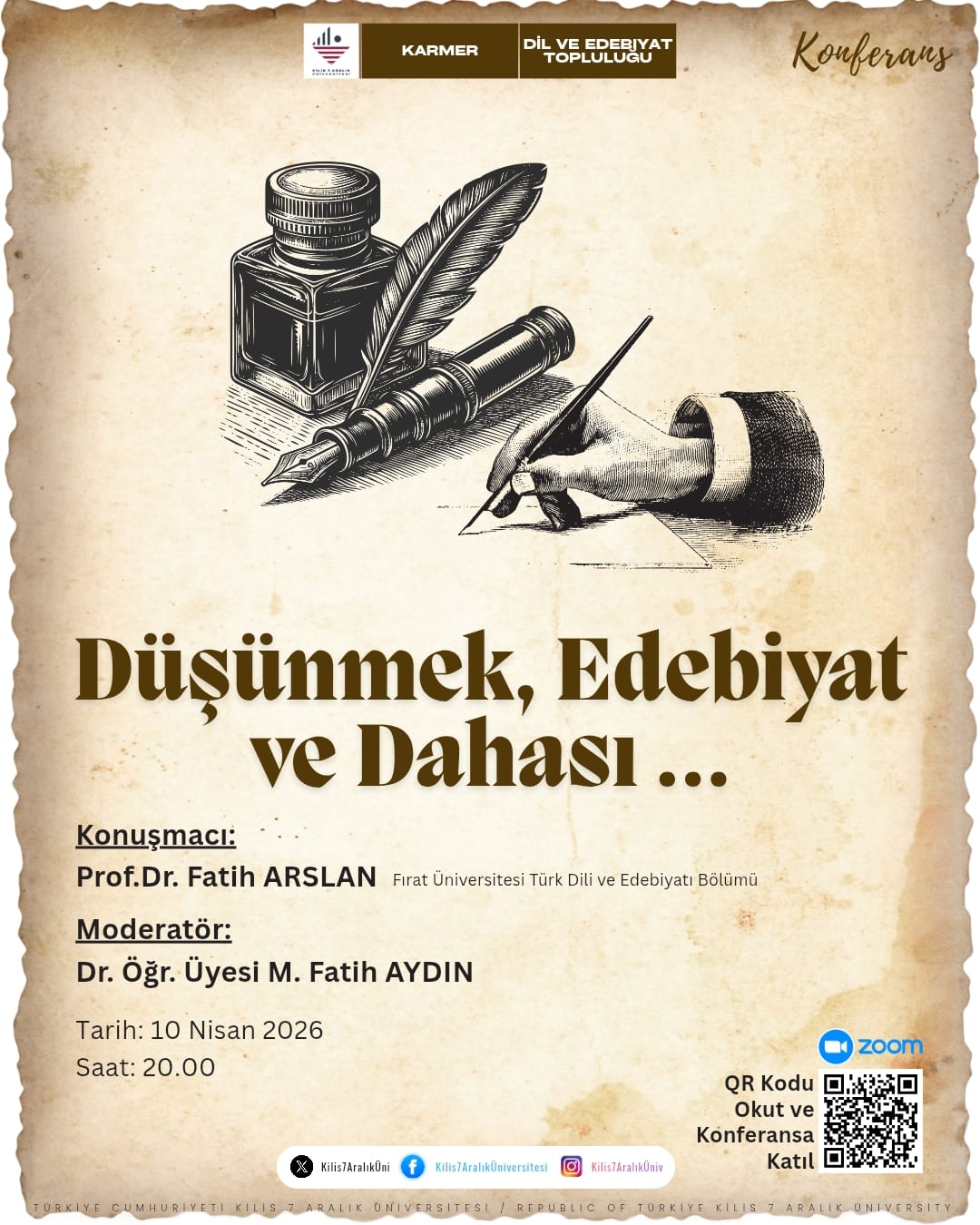 Konferans: "Düşünmek, Edebiyat ve Dahası