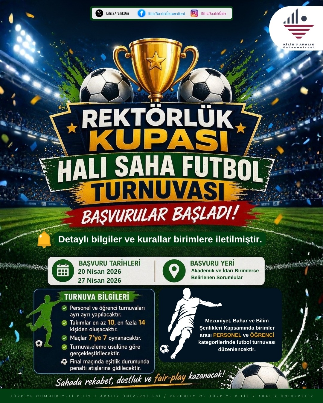 Rektörlük Kupası Halı Saha Futbol Turnuvası