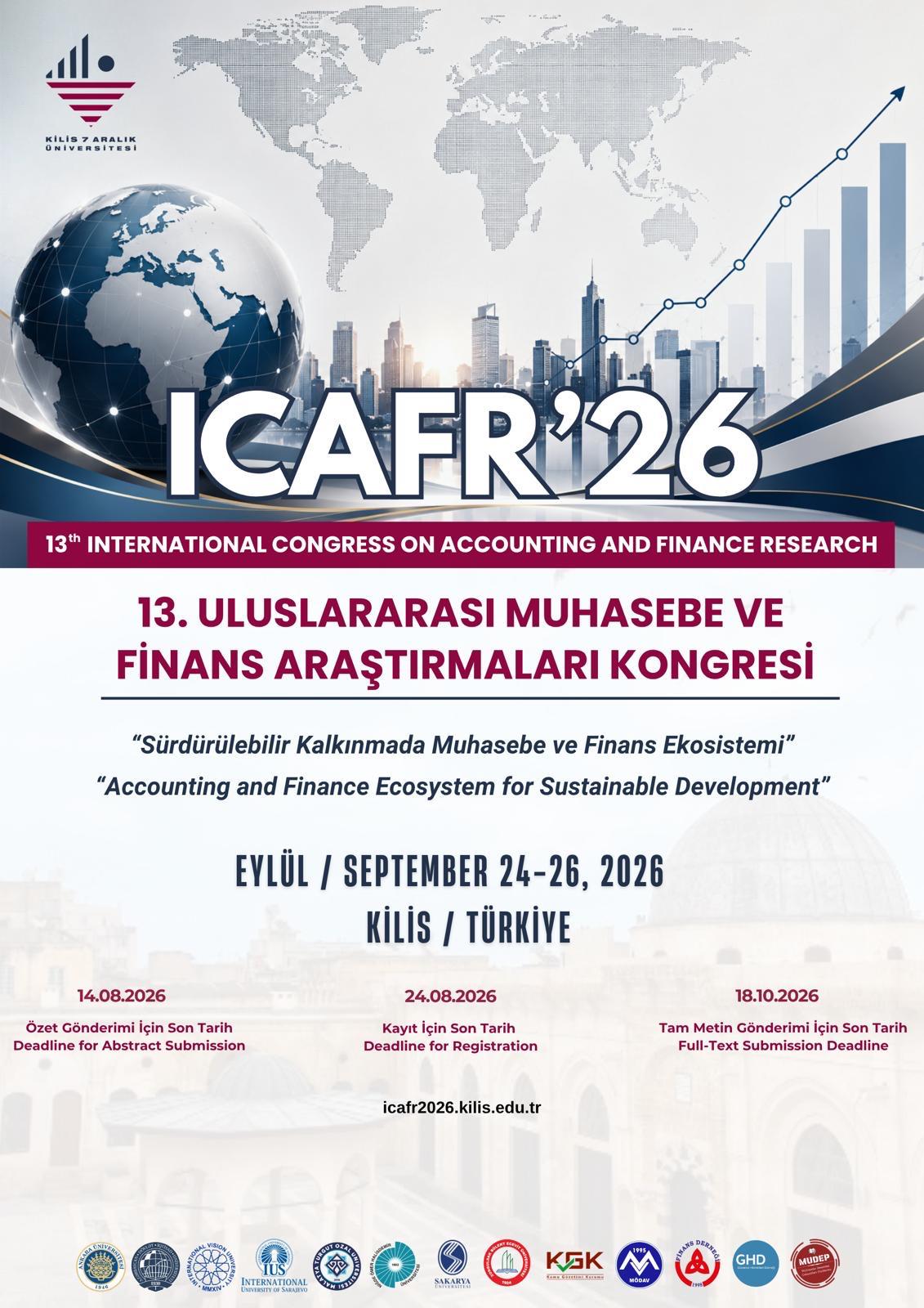 13. Uluslararası Muhasebe ve Finans Araştırmaları Kongresi