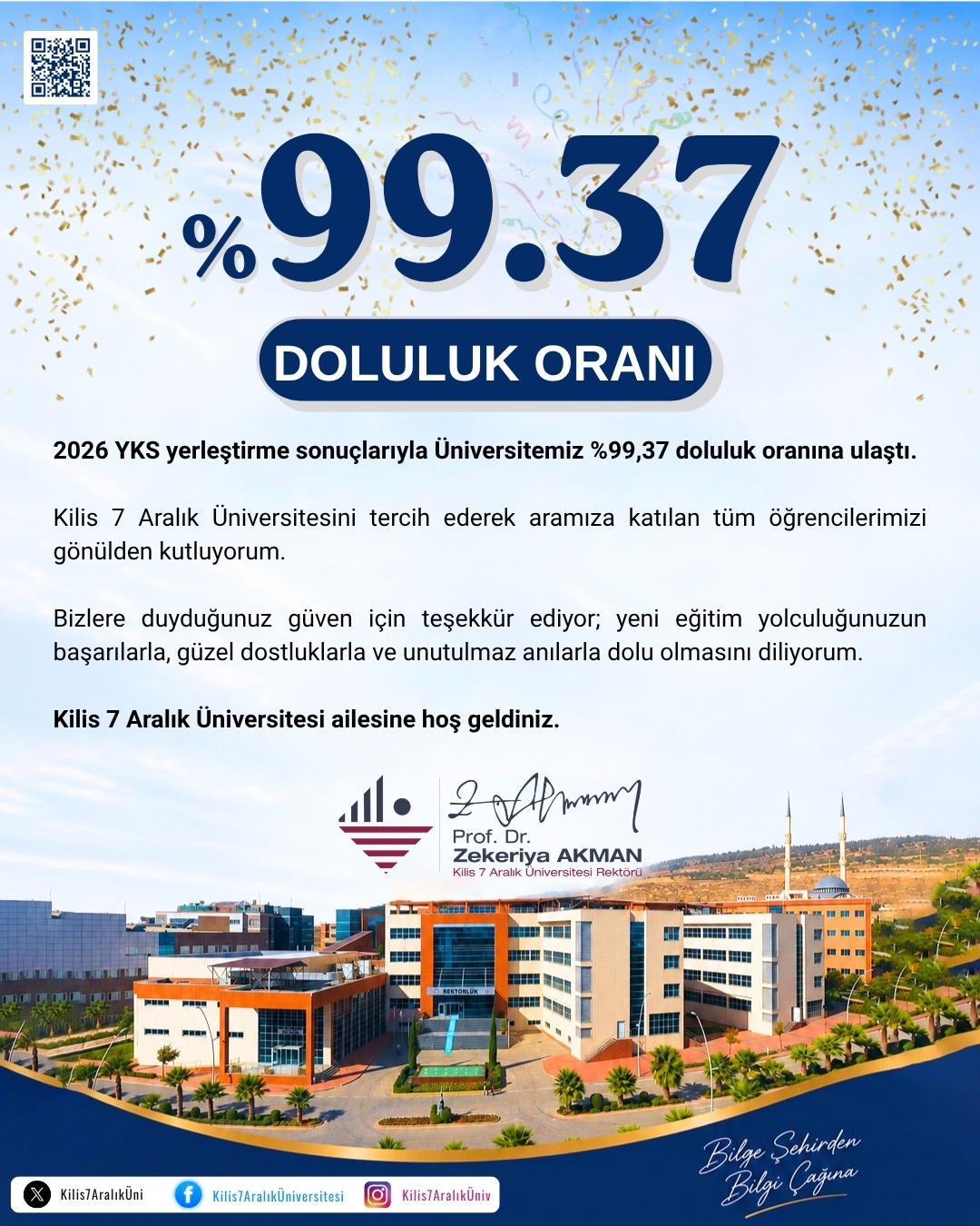 Tercih Edilen Üniversite: %99,37 Doluluk Oranına Ulaştık
